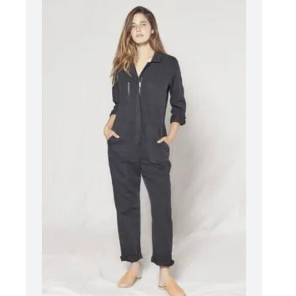 Outerknown Women's Station Utility Jumpsuit Black Long Sleeve